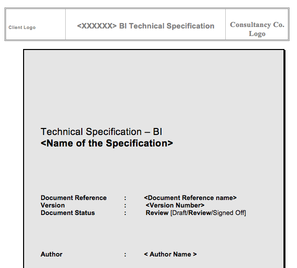 BI Technical Specification Template