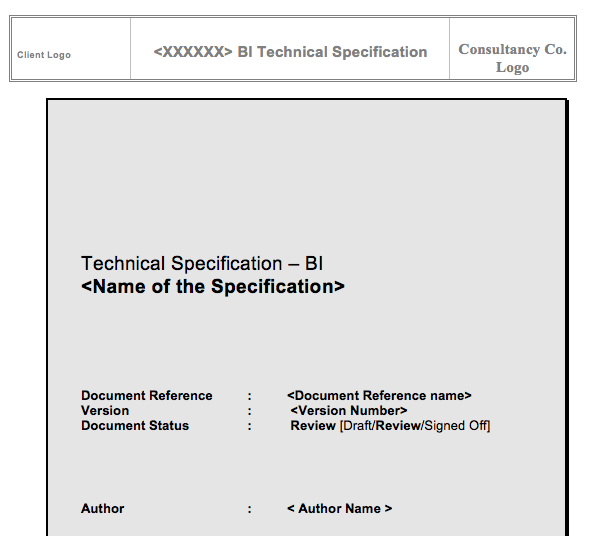 SAP BI Technical Specification Template