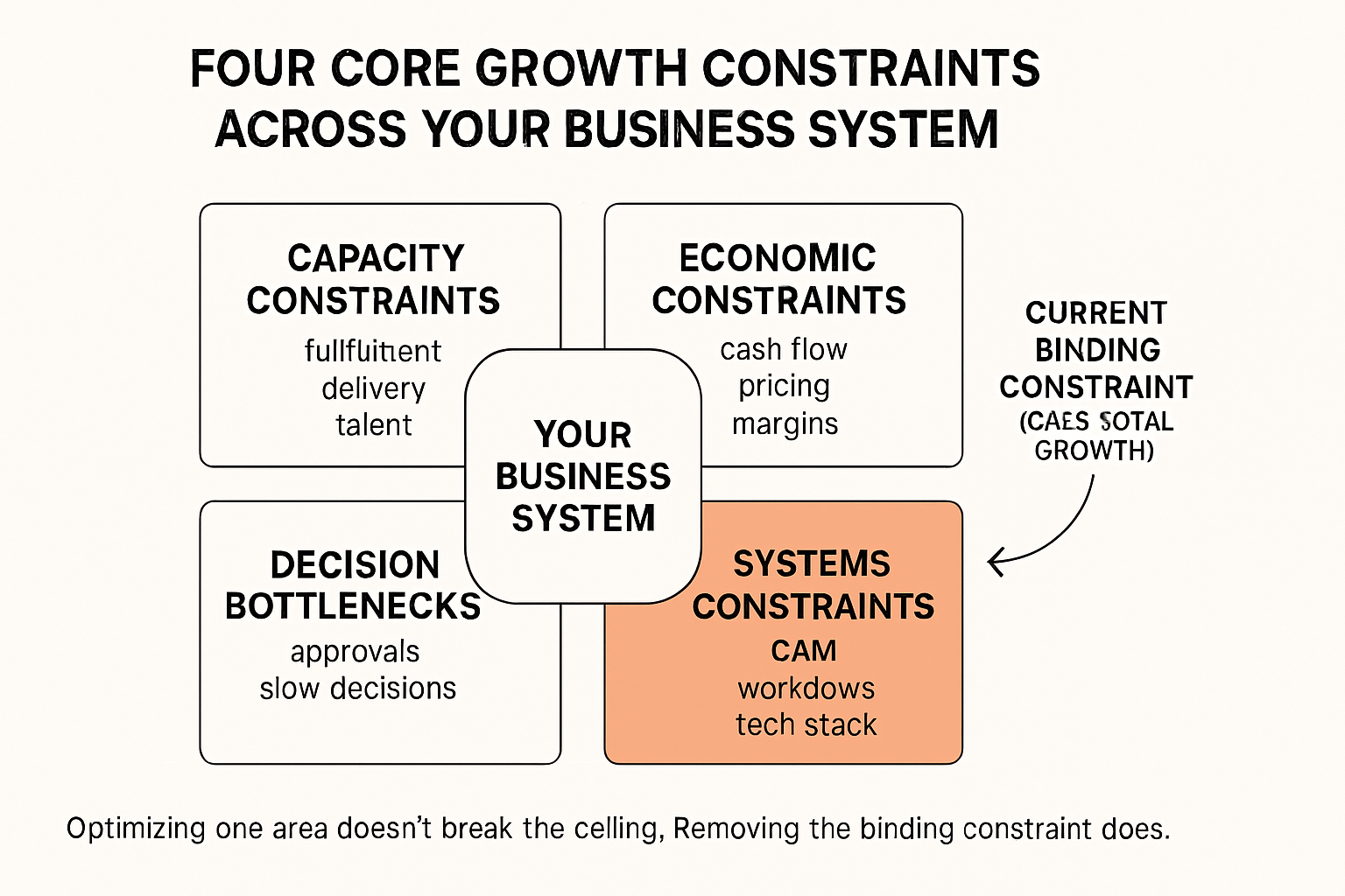 Visual 2 Four Core Growth Constraints Across Your Business SystemWhat it showsA singlesystem view that makes it obvious growth is limited by the tight-1