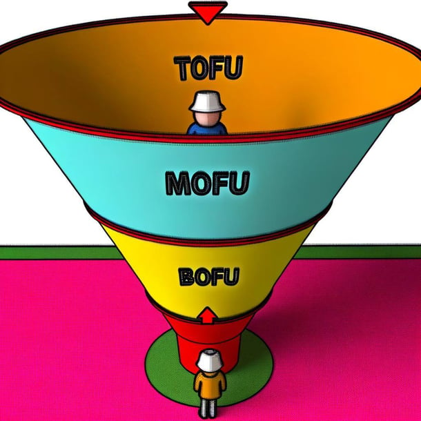 an image the marketing funnel with this divisionsTOFU Top of FunnelMOFU Middle of FunnelBOFU Bottom of Funnel