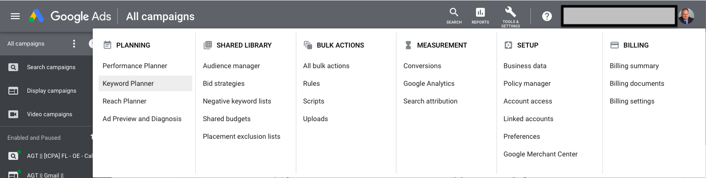 adwords zoekwoordplanner
