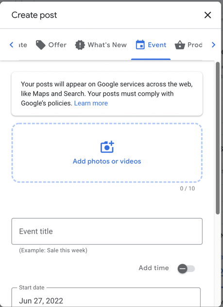 Google My Business Local Event Post