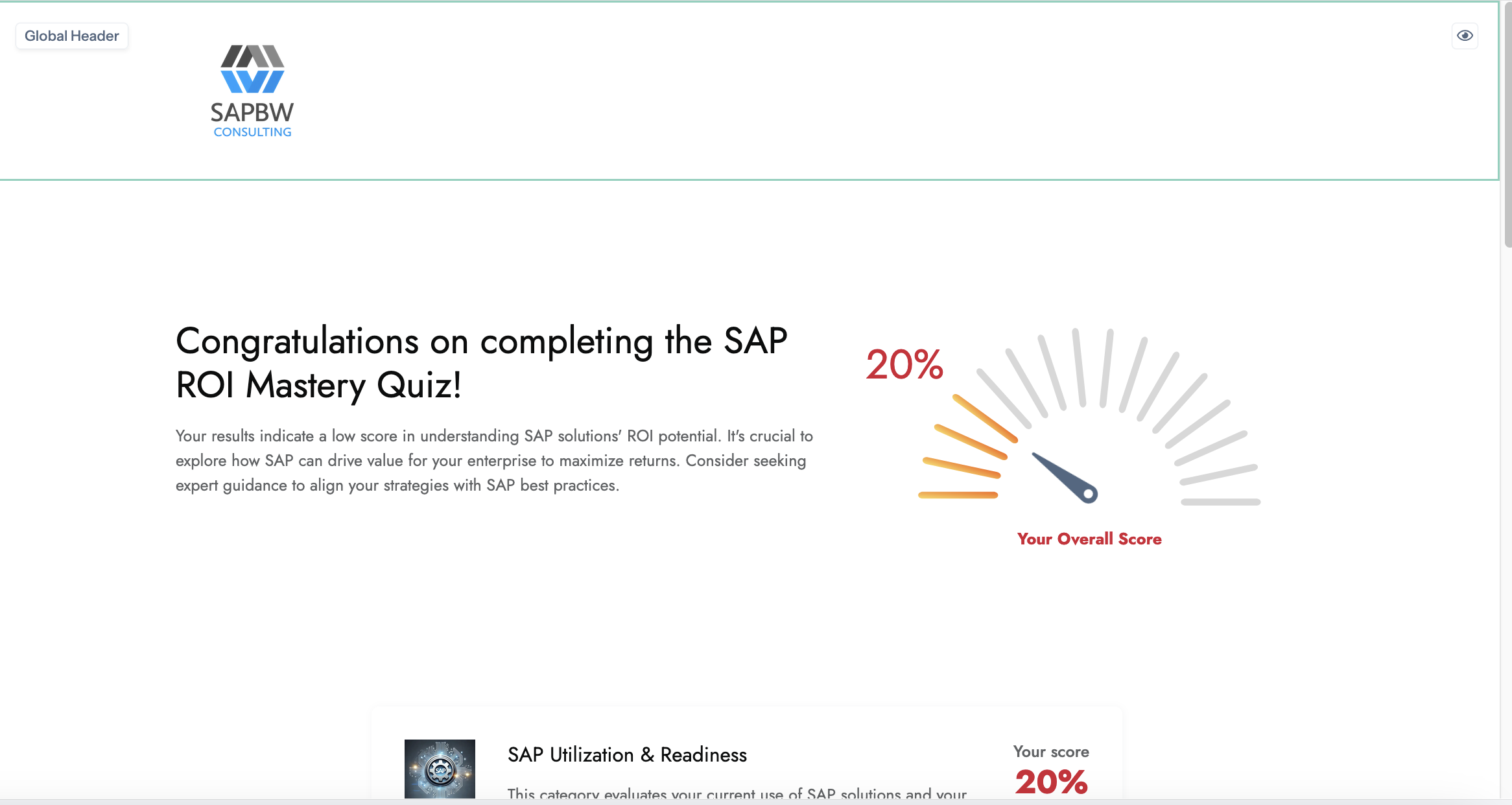 SAP ROI Master Scorecard