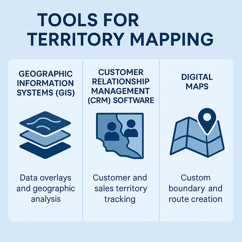 Visual comparing GIS software, CRM systems, and digital mapping platforms for effective territory mapping.