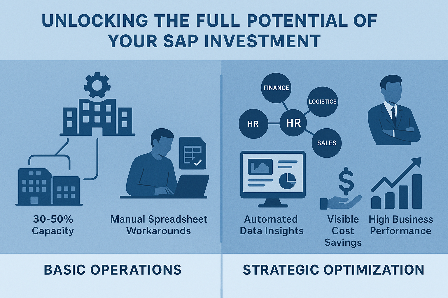 Comparison of SAP system used for basic operations versus strategic business optimization