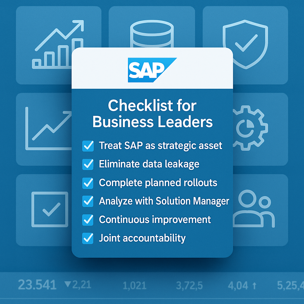 Checklist of practical actions CEOs can take to maximize SAP value