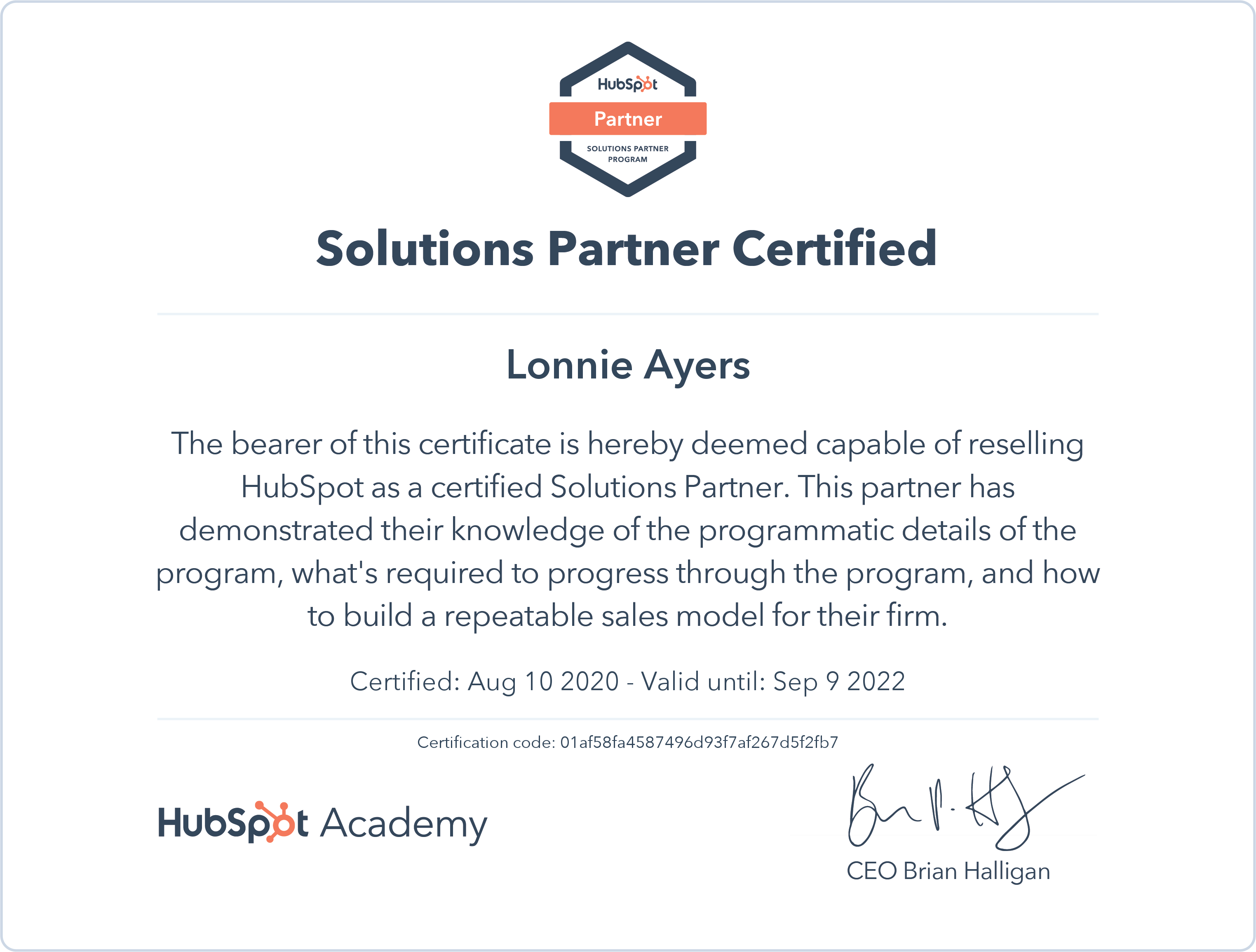 Hubspot Solutions Partner Certified