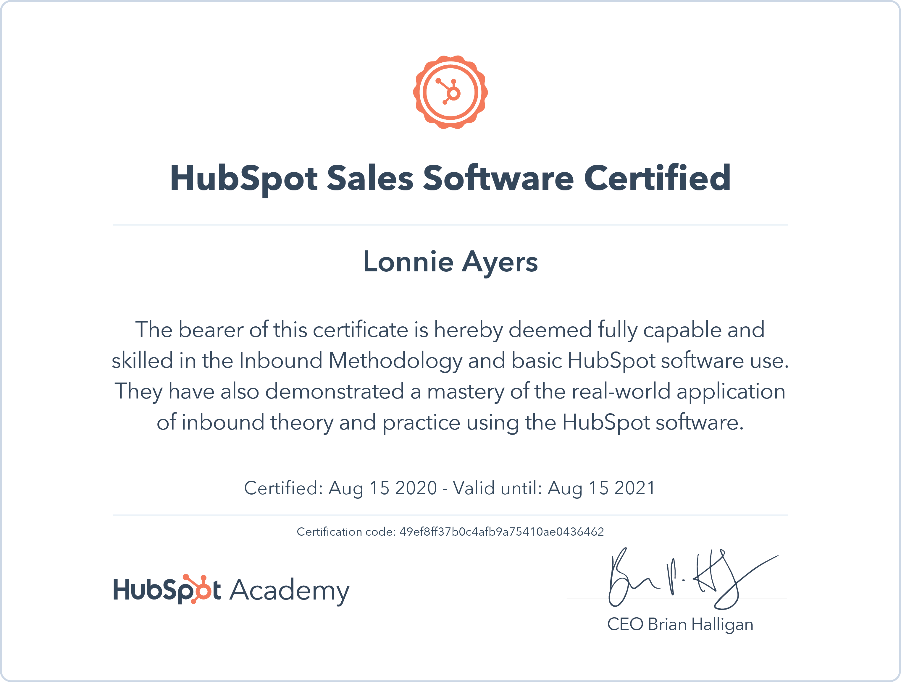 Hubspot Sales Software Certified