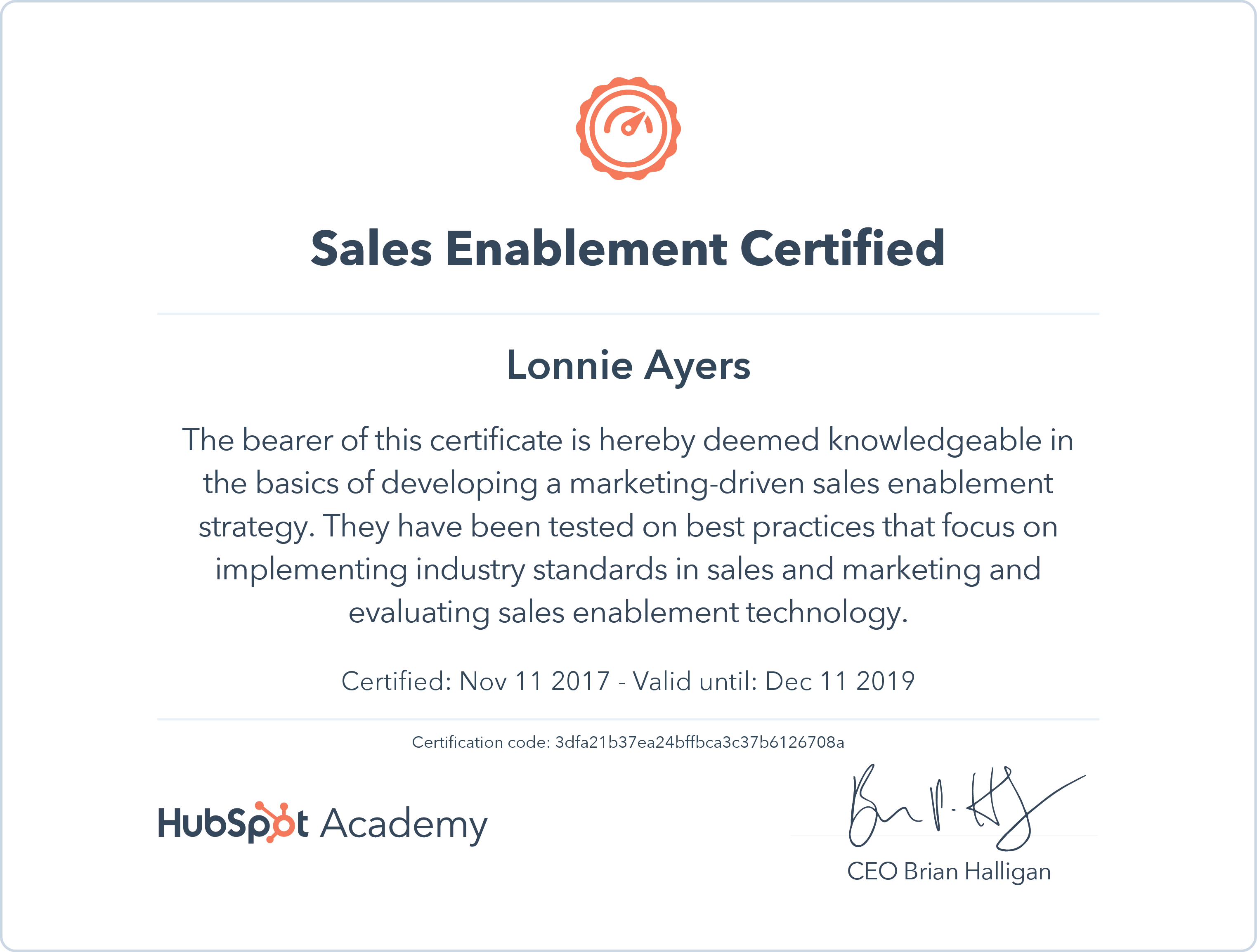 Hubspot Sales Enablement Certification