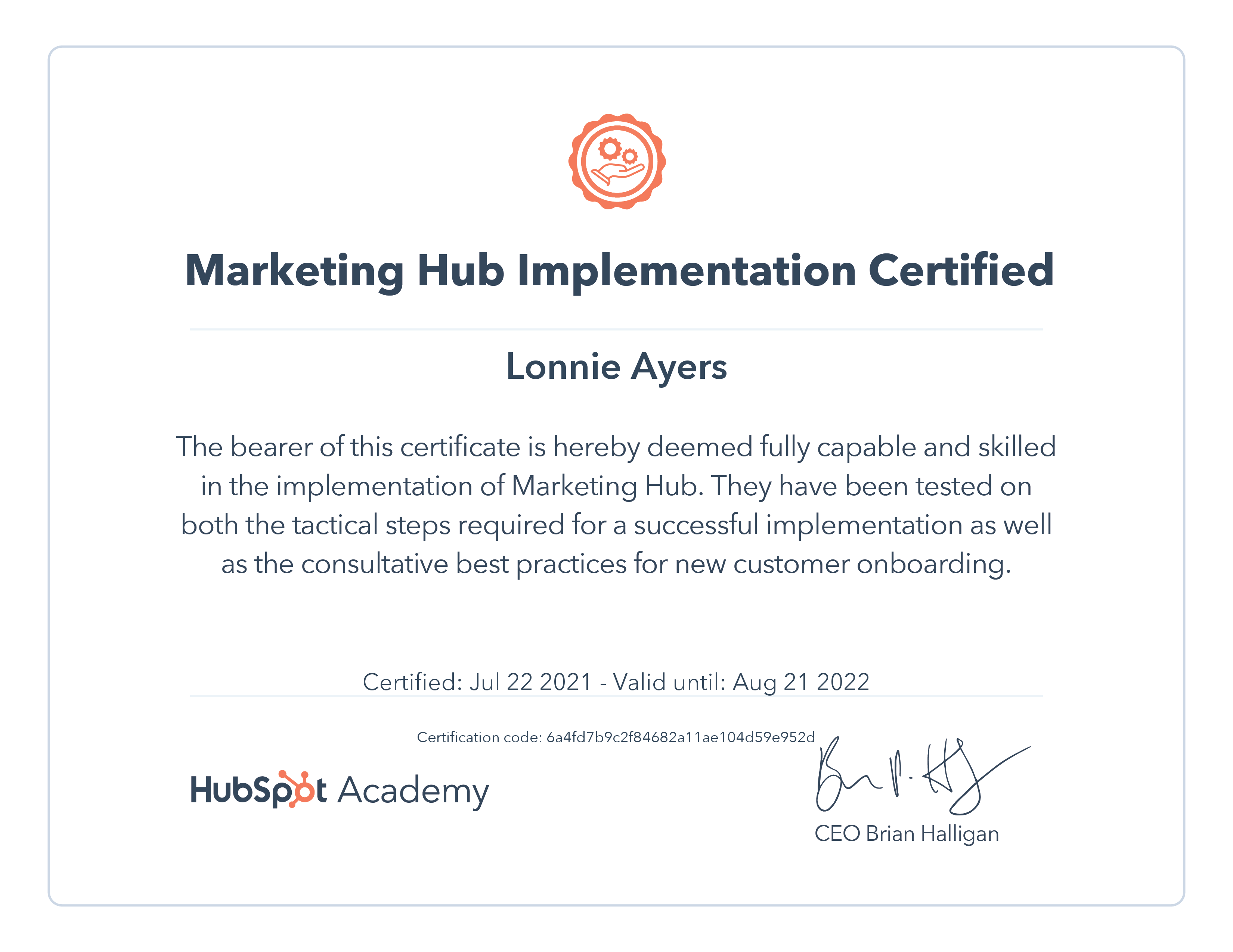 Marketing Hub Implementation Certified 2021