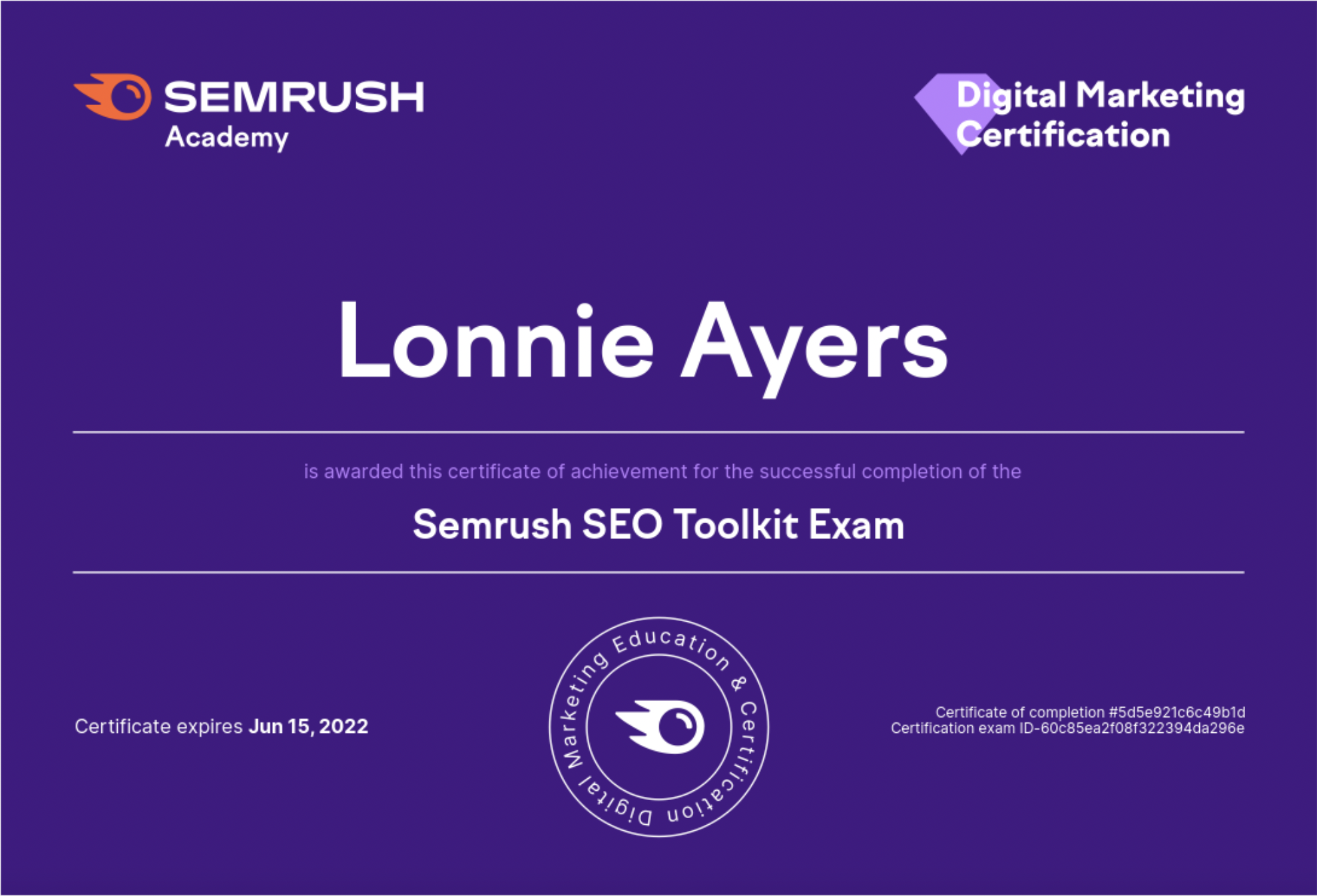 SEMRush SEO Toolkit Exam