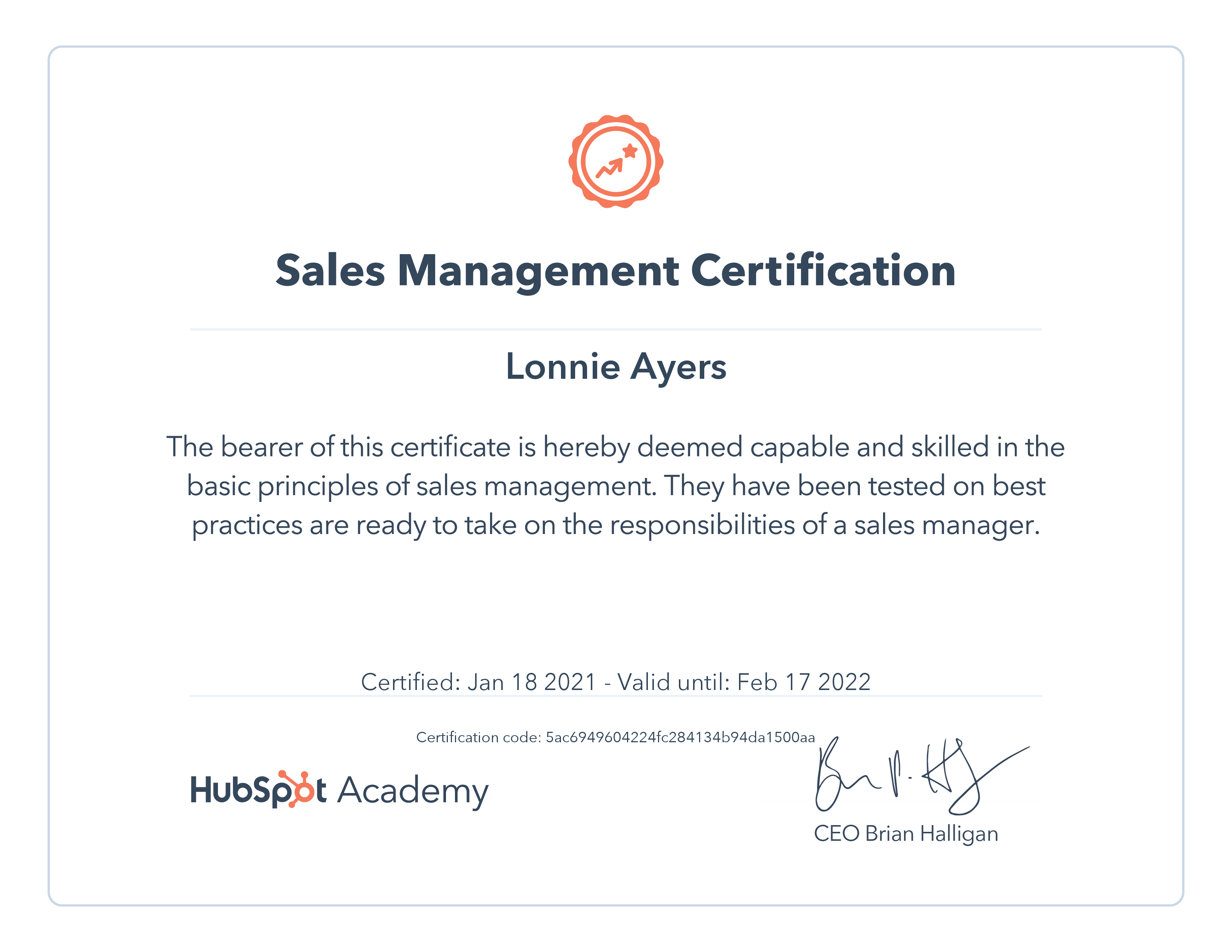 Sales Management Certification