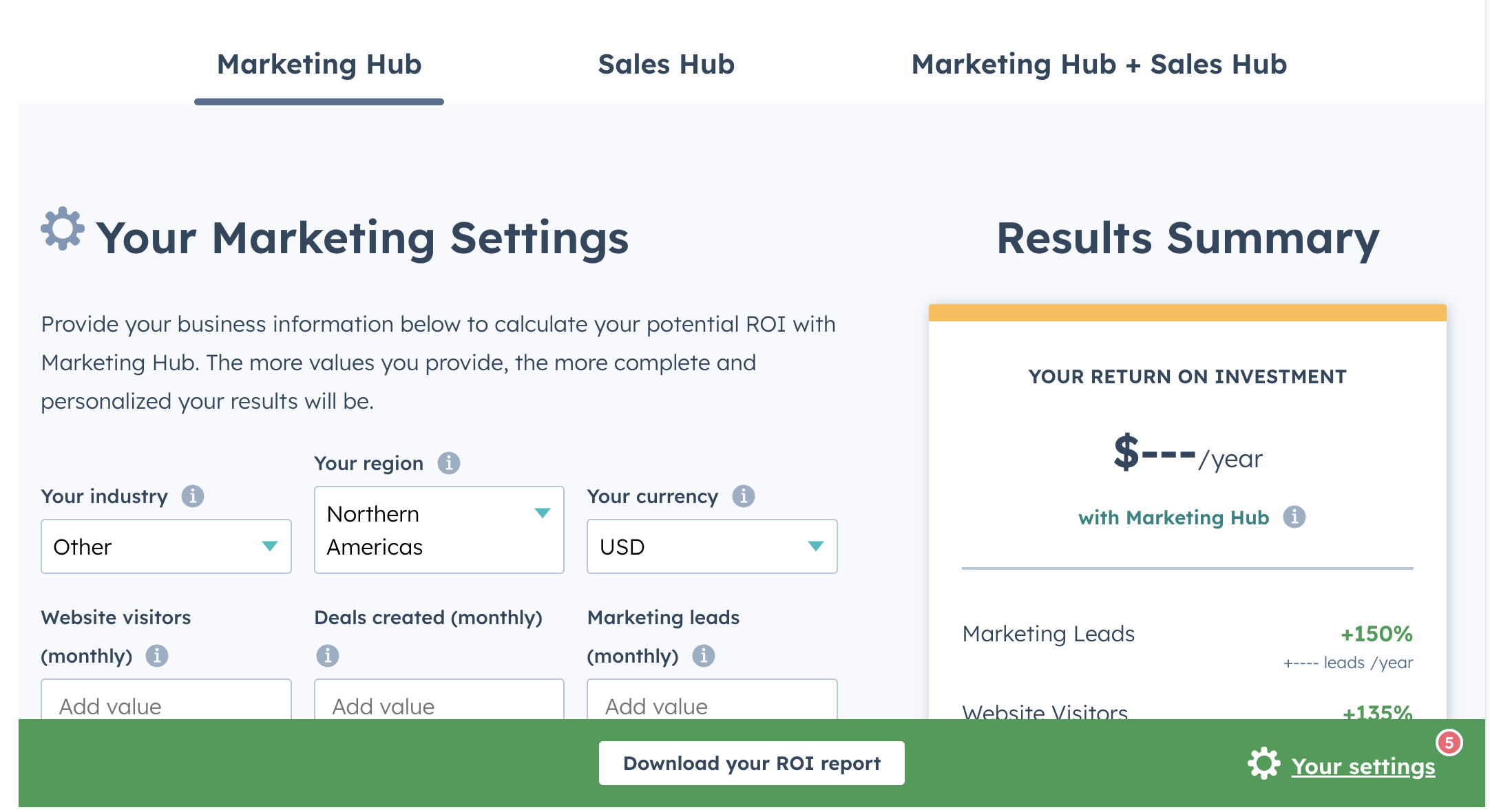 Hubspot Marketing ROI Calculator